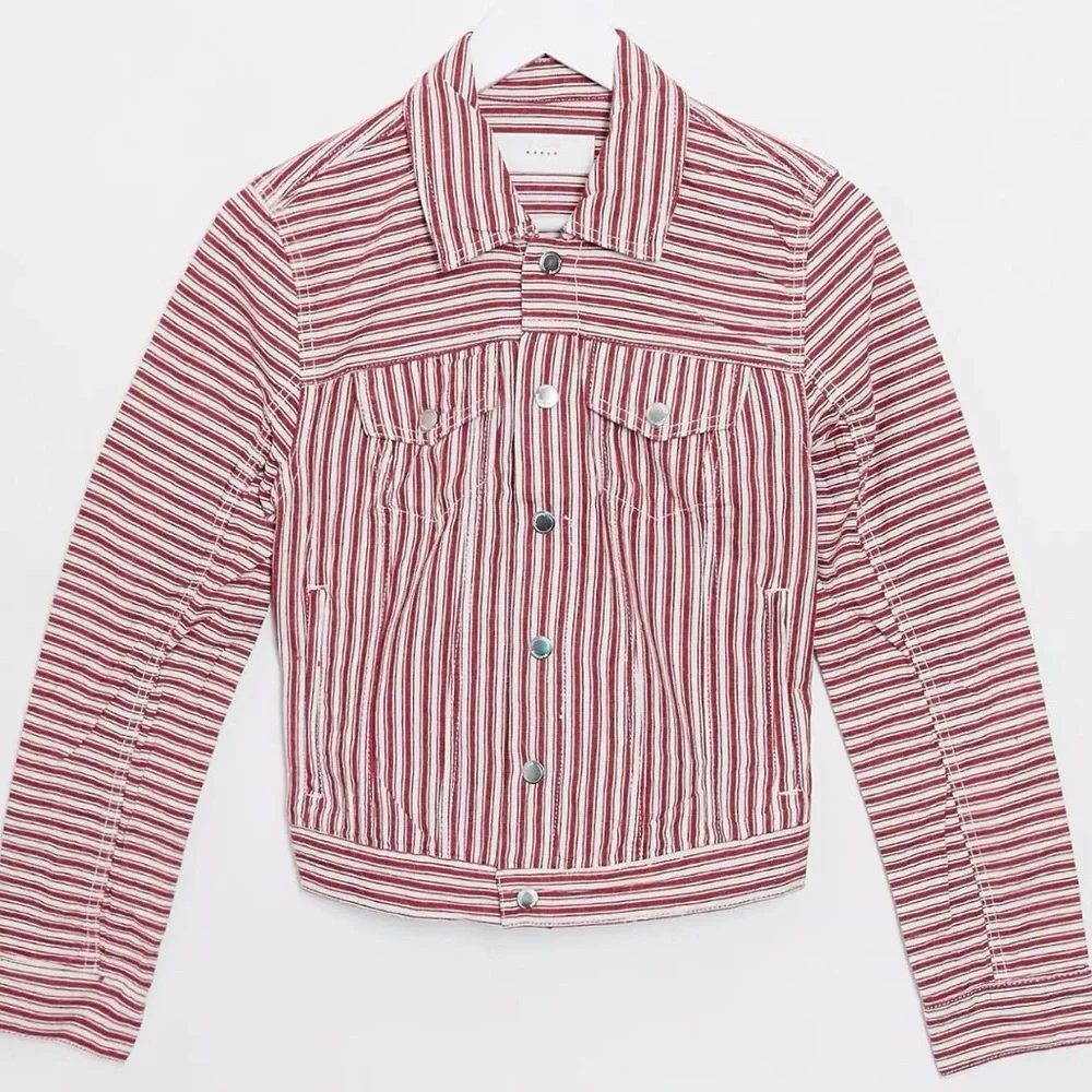 Blank NYC denim jacket in red stirpe - Picture 3 of 10